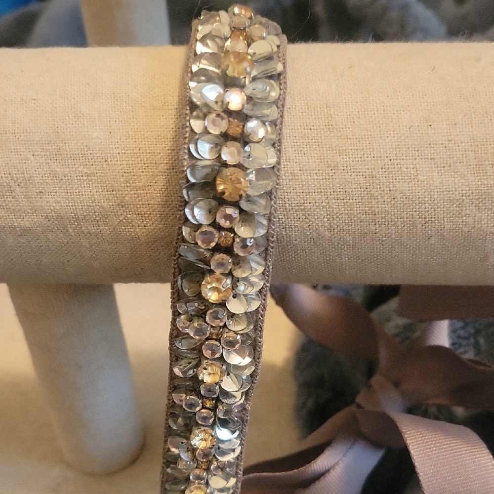 Elegant Silver and Gold Beaded Bracelet Could Also Be Used As A Head Band